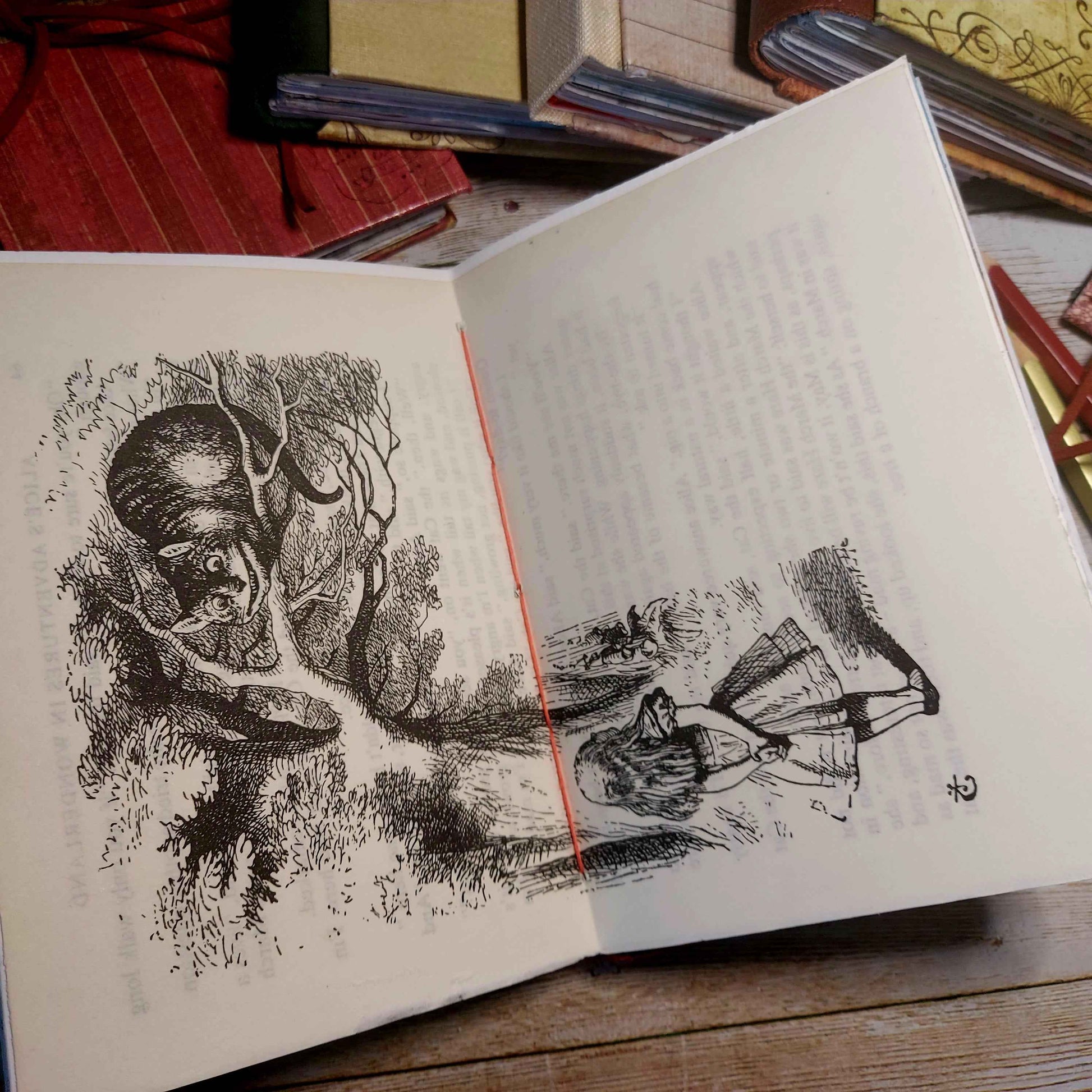 Mixed Paper Junk Journal Notebook -  A6 Red Stripe Hardback