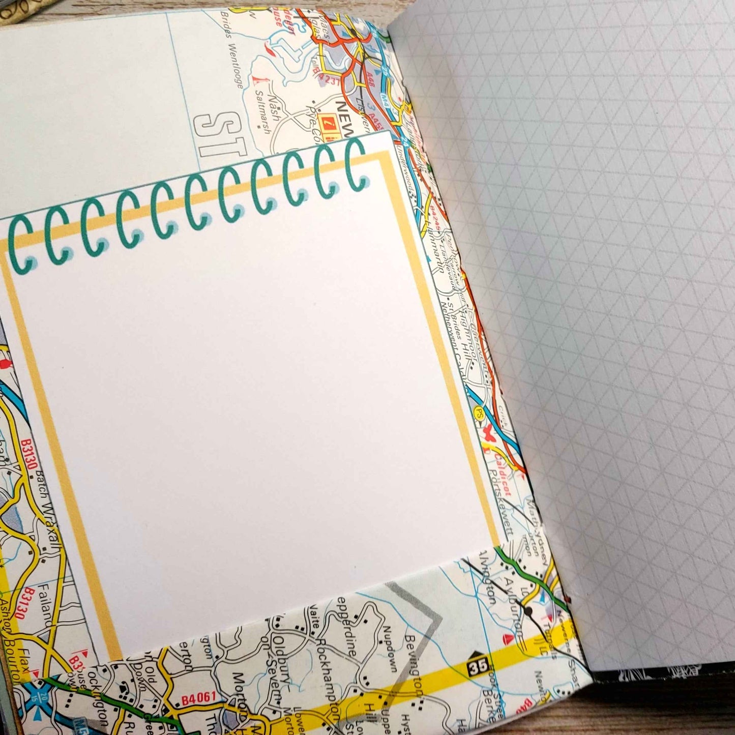 Mixed Paper Junk Journal Notebook -  A6 Red Stripe Hardback, Leather Spine (Copy)