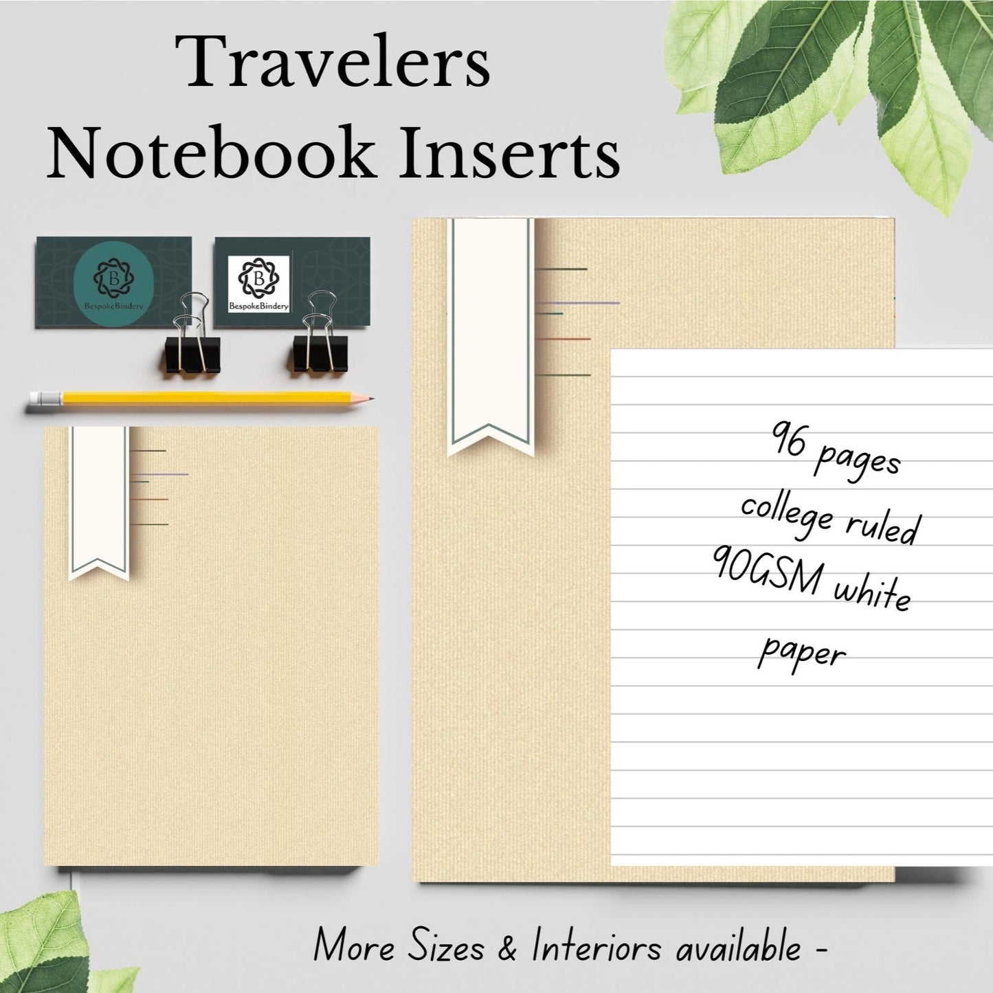 A lined ruled notebook insert as refill for Travelers company leather Travelers Notebooks