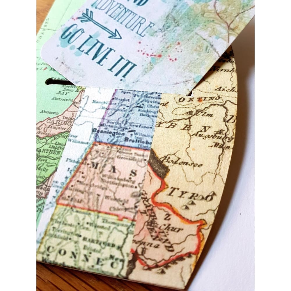 Card slot pocket in Midori Traveler Notebook TN dashboard folder insert in a Map Stripe print