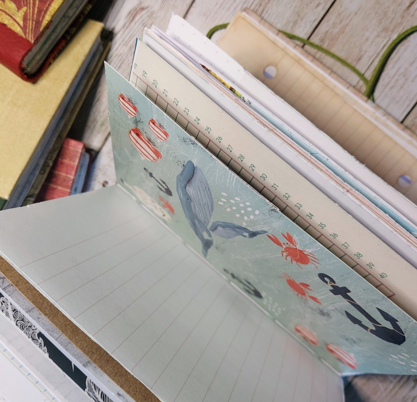 open pages of  junk journal mixed paper notebook