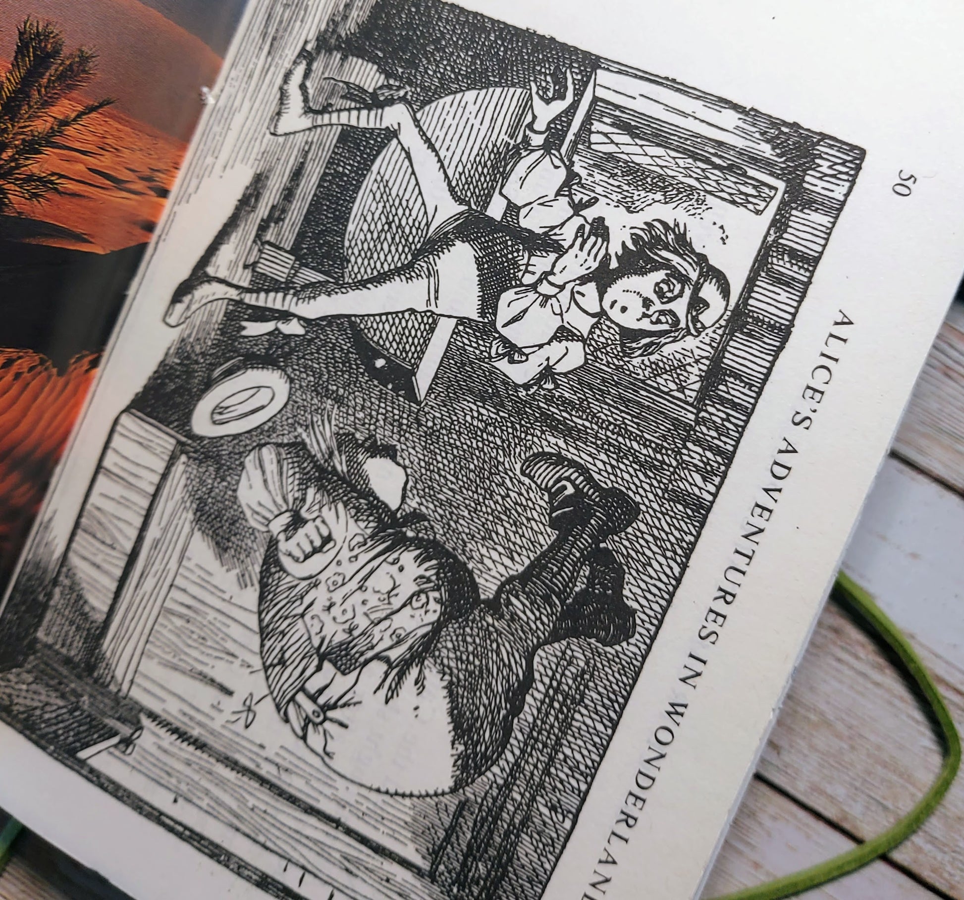 Alice's Adventures in Wonderland vintage book page inside  junk journal mixed paper notebook