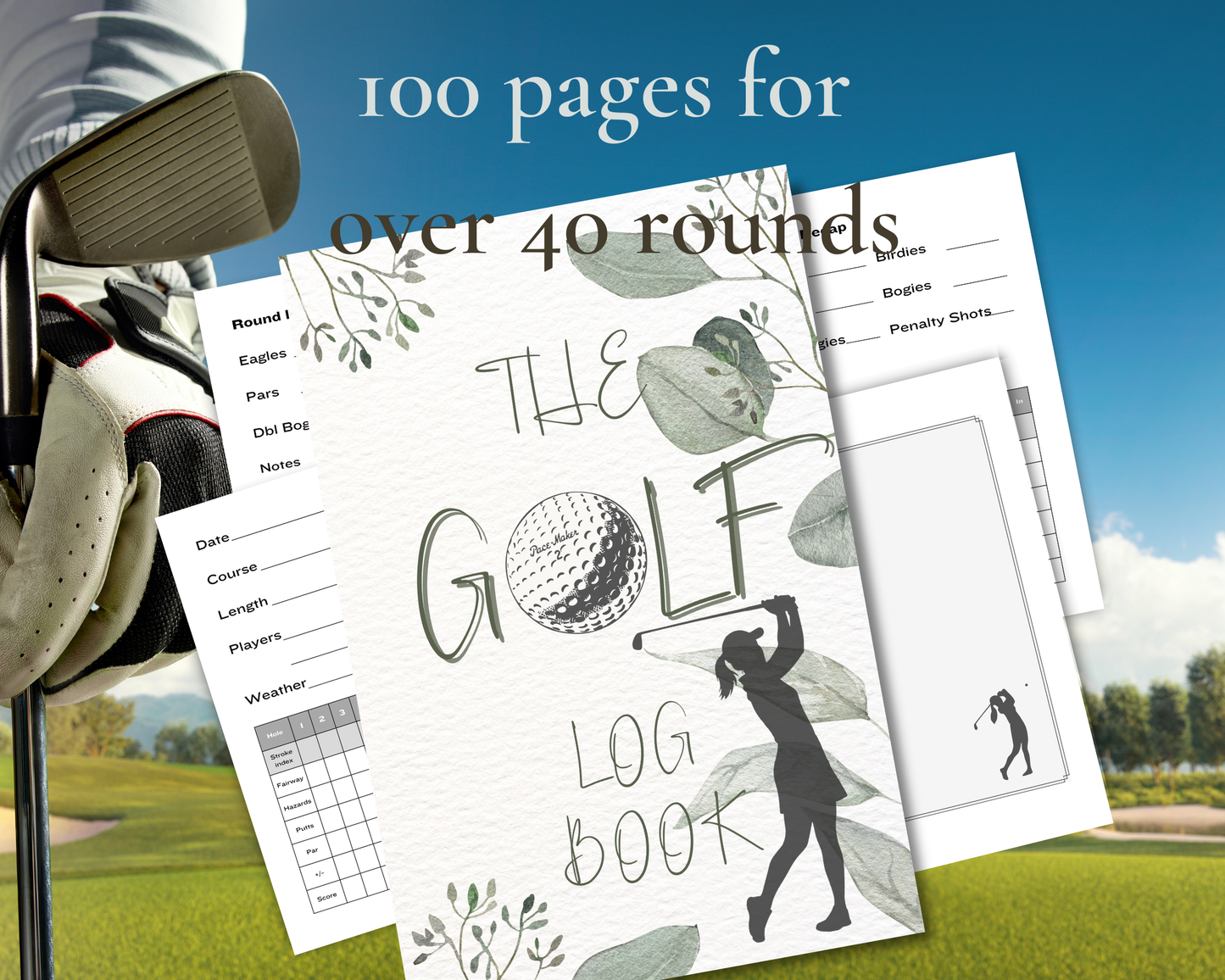 Ladies Golf Log Journal, Softback Golf Journal Score Tracker