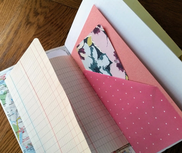 Junk journal tuck spot in pinks by Bespoke Bindery