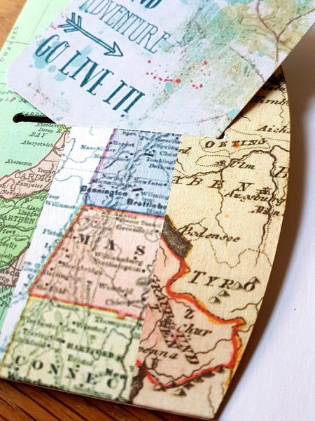 Card slot pocket in Midori Traveler Notebook TN dashboard folder insert in a Map Stripe print
