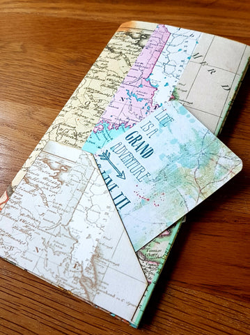 Midori Traveler Notebook TN dashboard folder insert in a Map Stripe print