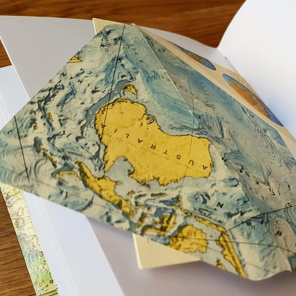 map envelope keepsake pocket in large leather travel journal