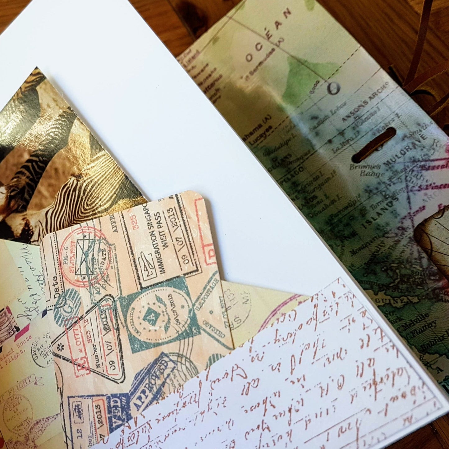 Travel tuck pocket inside large leather travel journal