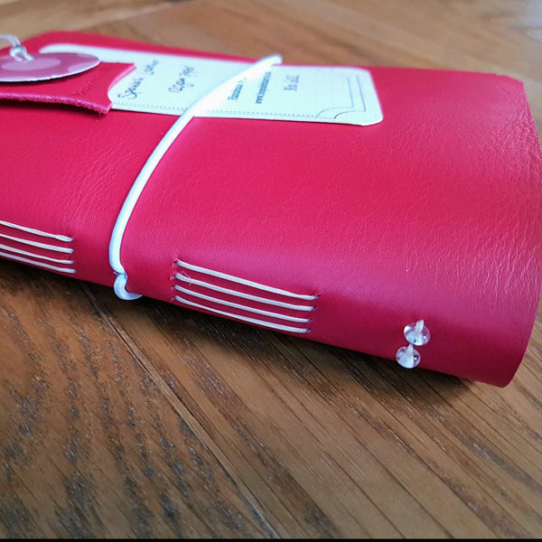 Red leather golfing journal, golf log, golfing gift for women