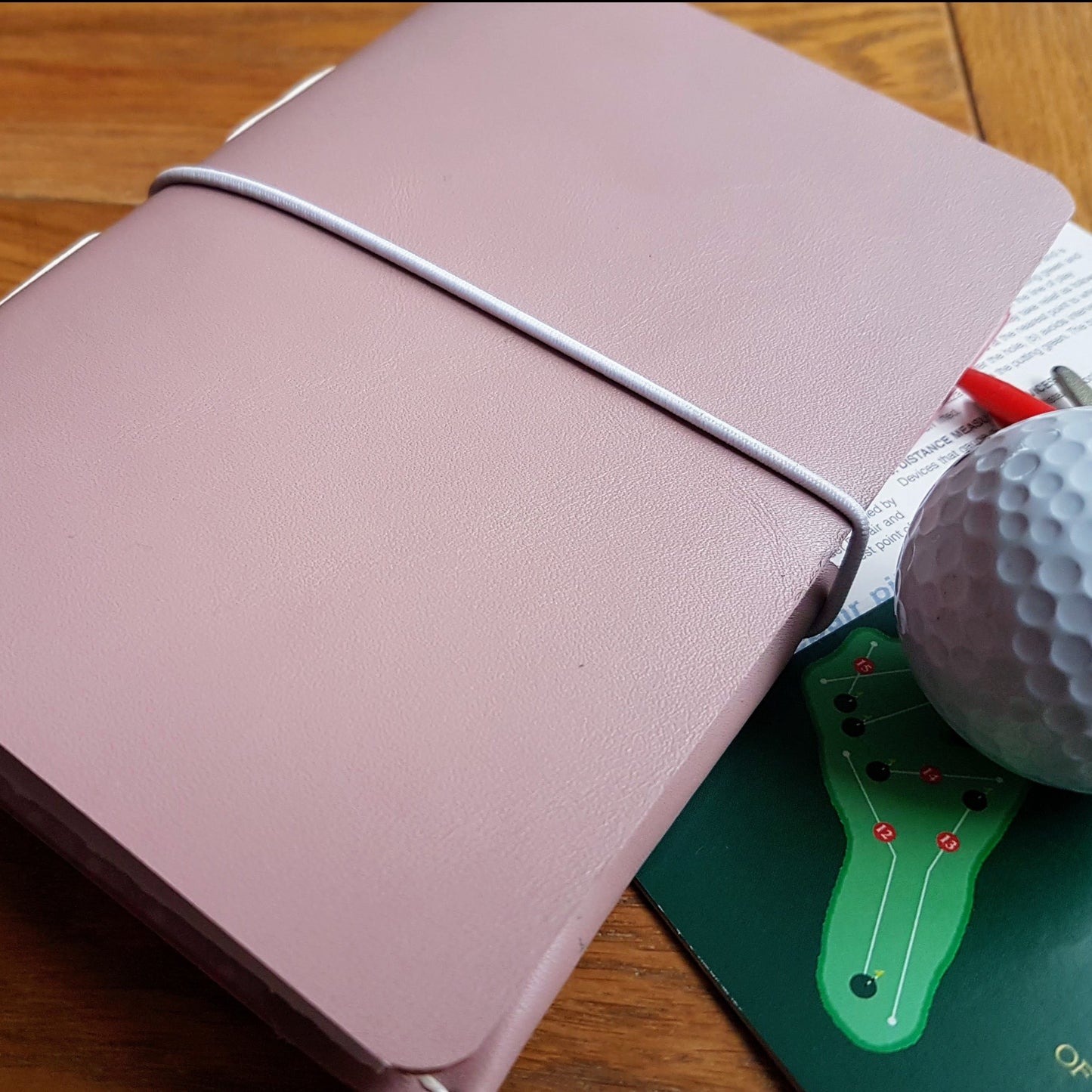 Ladies leather golf journal in pale lilac