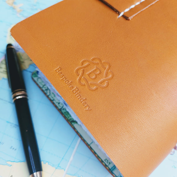 leather journal with embossed Bespoke Bindery logo