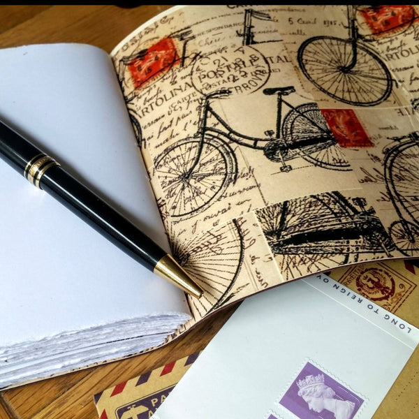 Vintage Steampunk Cycle images lining leather cycling notebook journal
