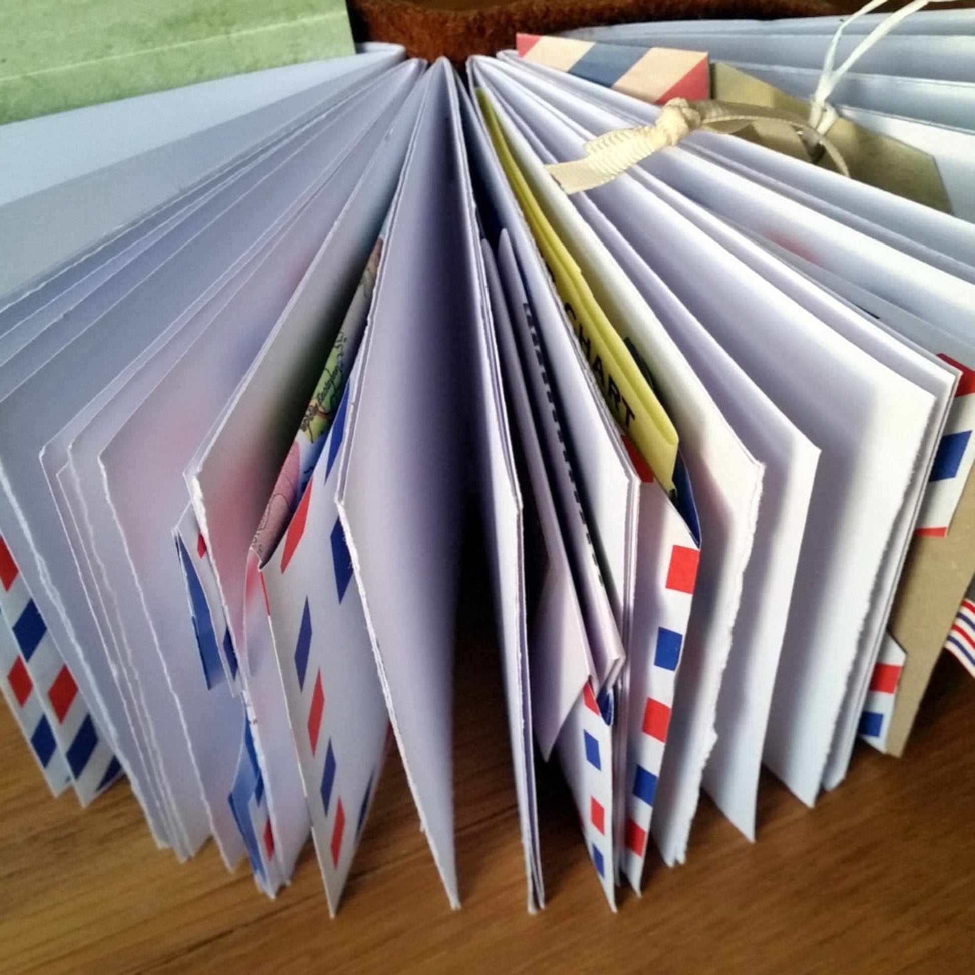 A6 fabric travel journal with envelope pages