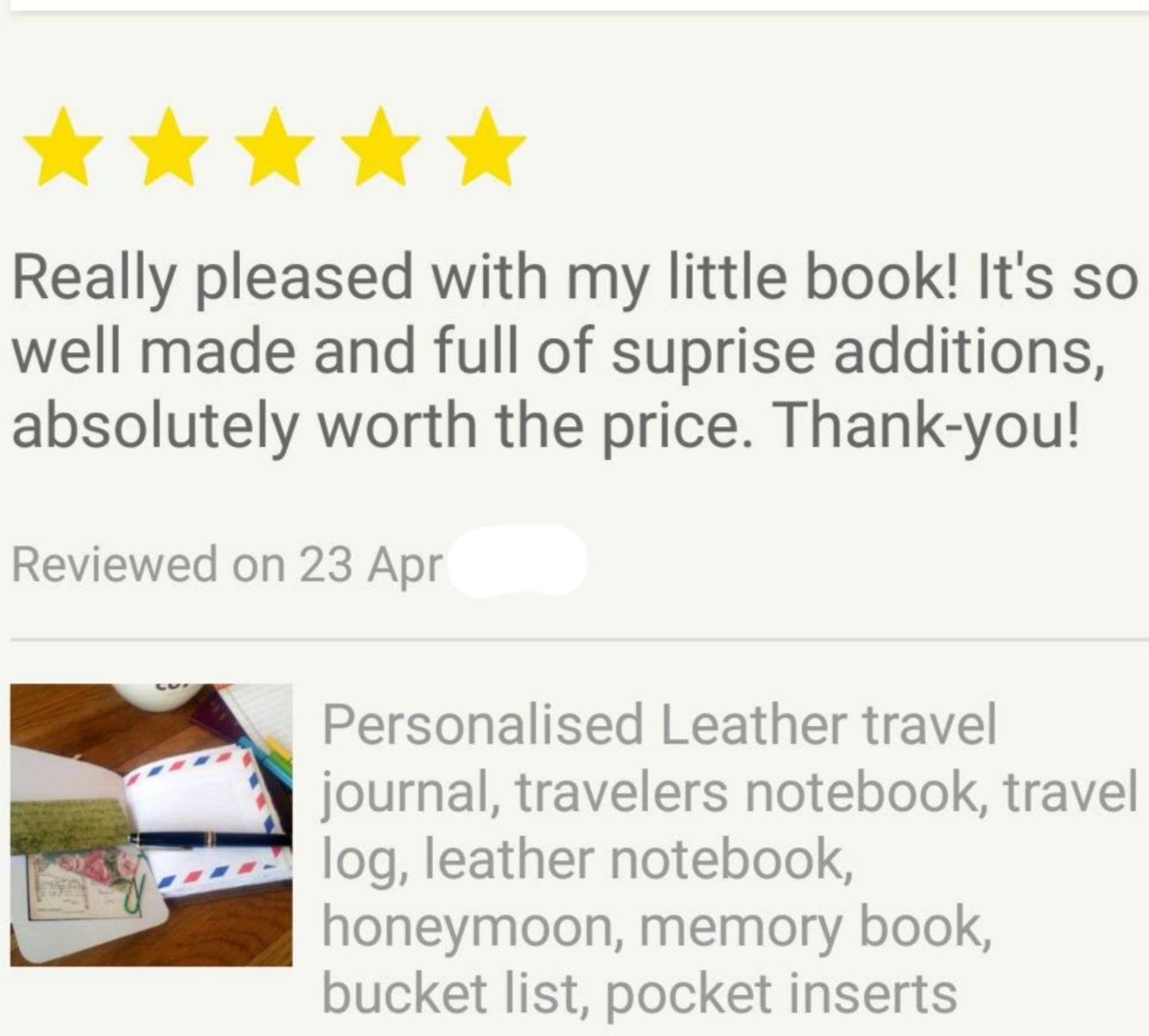customer 5 star feedback